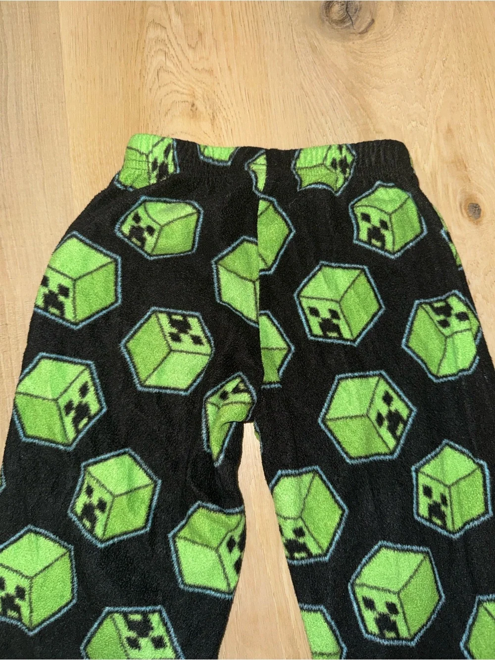 Kids Green Creeper Cube Fleece Pajama Pants